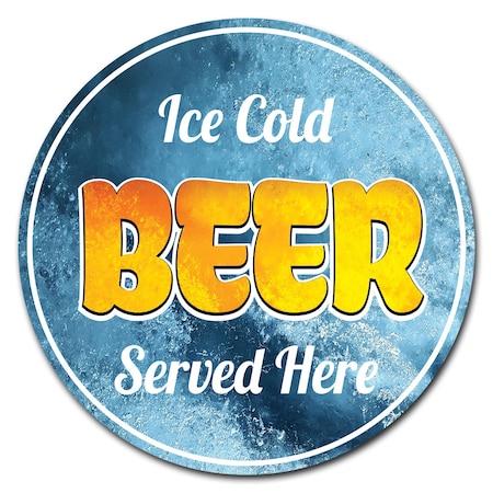 Farmers Market Ice Cold Beer Circle Vinyl Laminated Decal